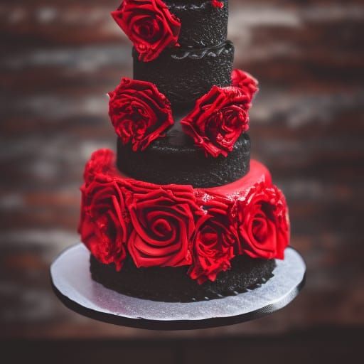 Gothic cake with Red roses