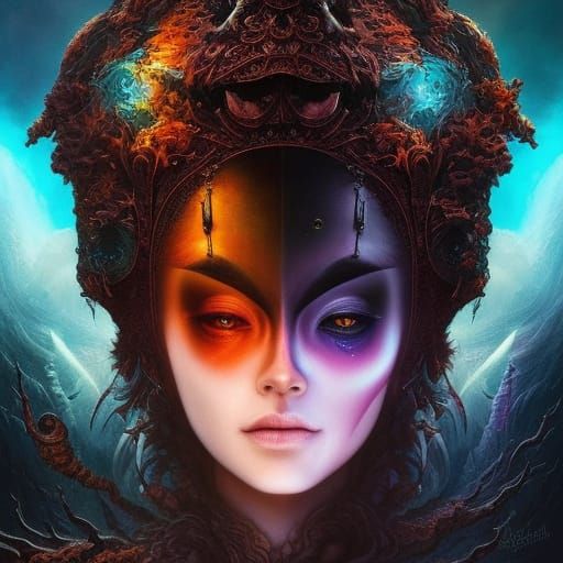 Gothic Lava Girl Portrait in Hyperreal Style