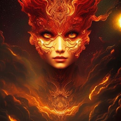 Gothic Lava Girl Illustration in Hyperrealistic Style