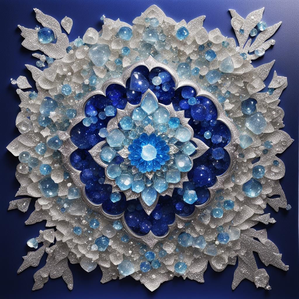 Crystallized Yin Emblem in Blue and Silver