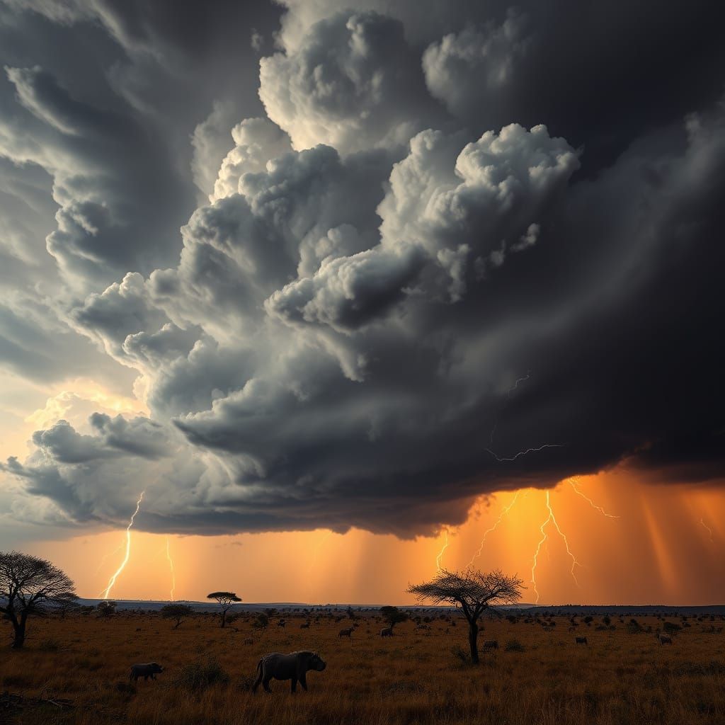 Dramatic African Savanna Storm Approaching