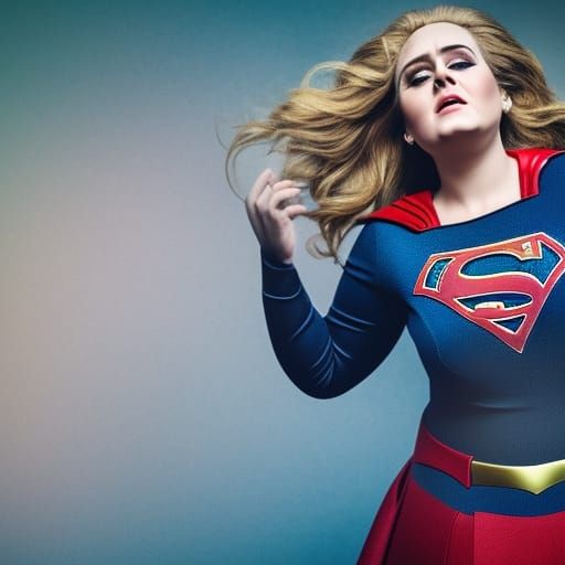 Adele as Supergirl: Hyperrealistic Digital Illustration