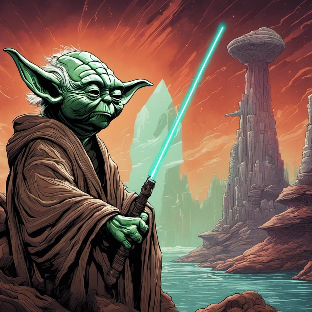 Detailed Digital Art of Yoda in a Macro Shot