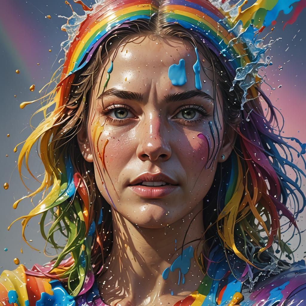 Hyperrealistic Rainbow Sunshine Splash Art