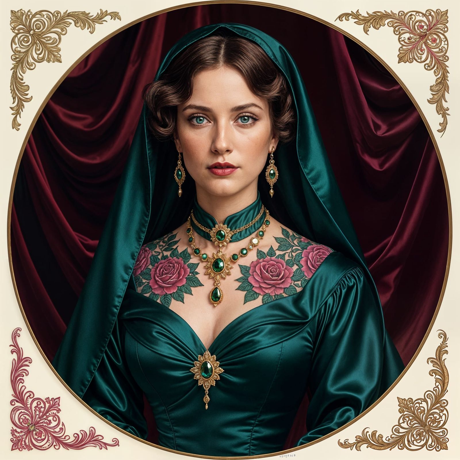 Mysterious Woman Portrait in Pre-Raphaelite Style