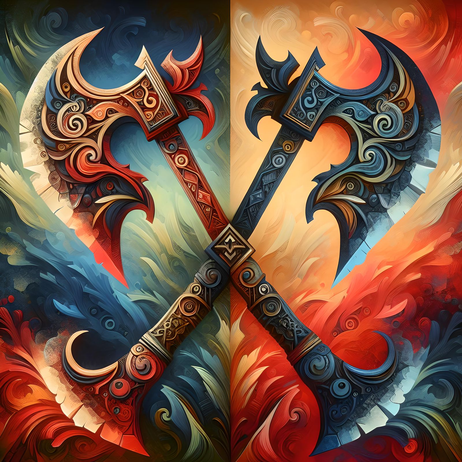 Fantasy Double Axe Digital Painting