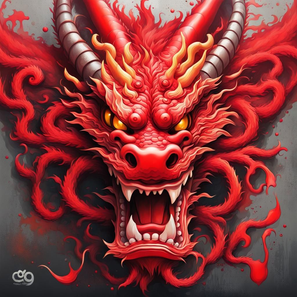 Lunar New Year: Red Dragon Graffiti Art