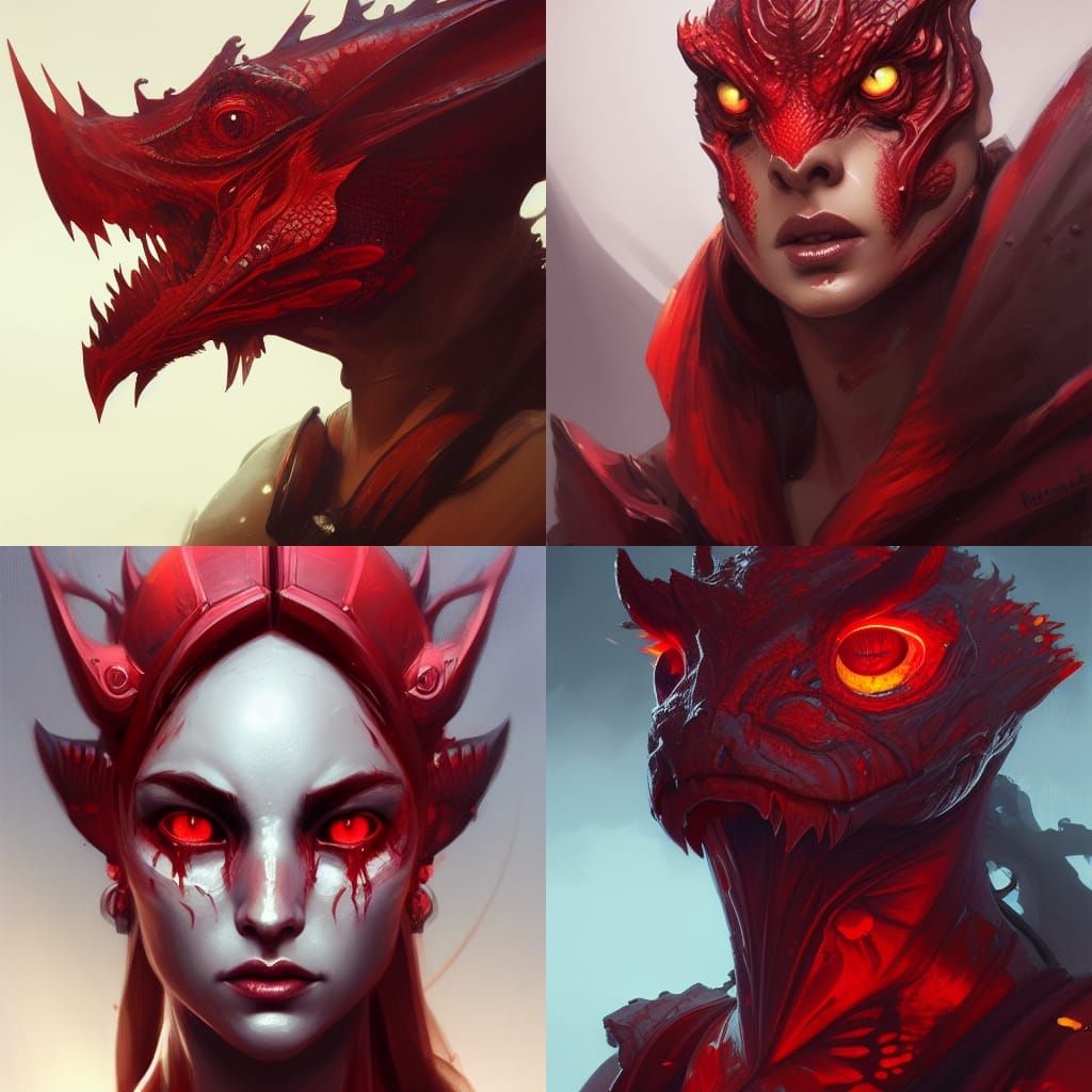 Detailed Portrait of a Red Dragonborn in 8K