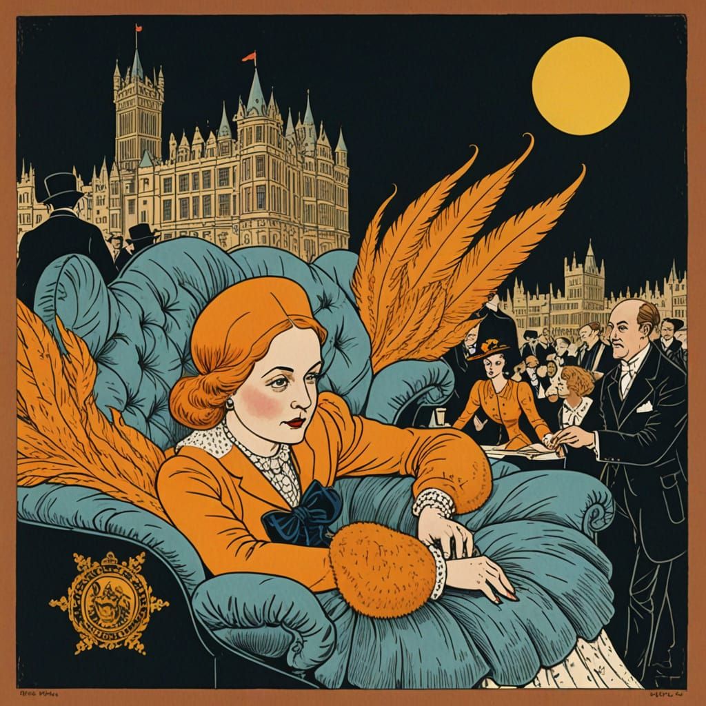 Satirical Woodcut of Decadent English Aristocracy