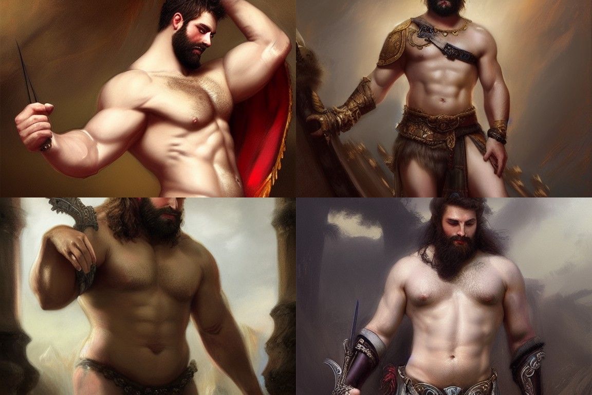 Gay Bear Gladiator Portrait in Fantasy Art Style