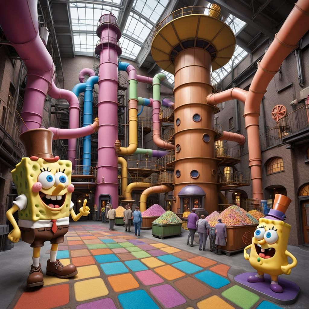 SpongeBob and Gene Wilder Visit Chocolate Factory