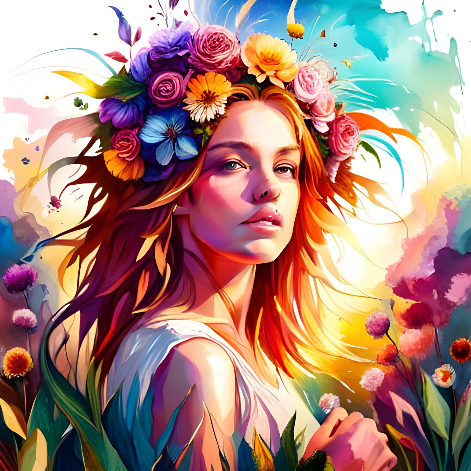 Hyperrealistic Flower Garden in 8k Splash Art