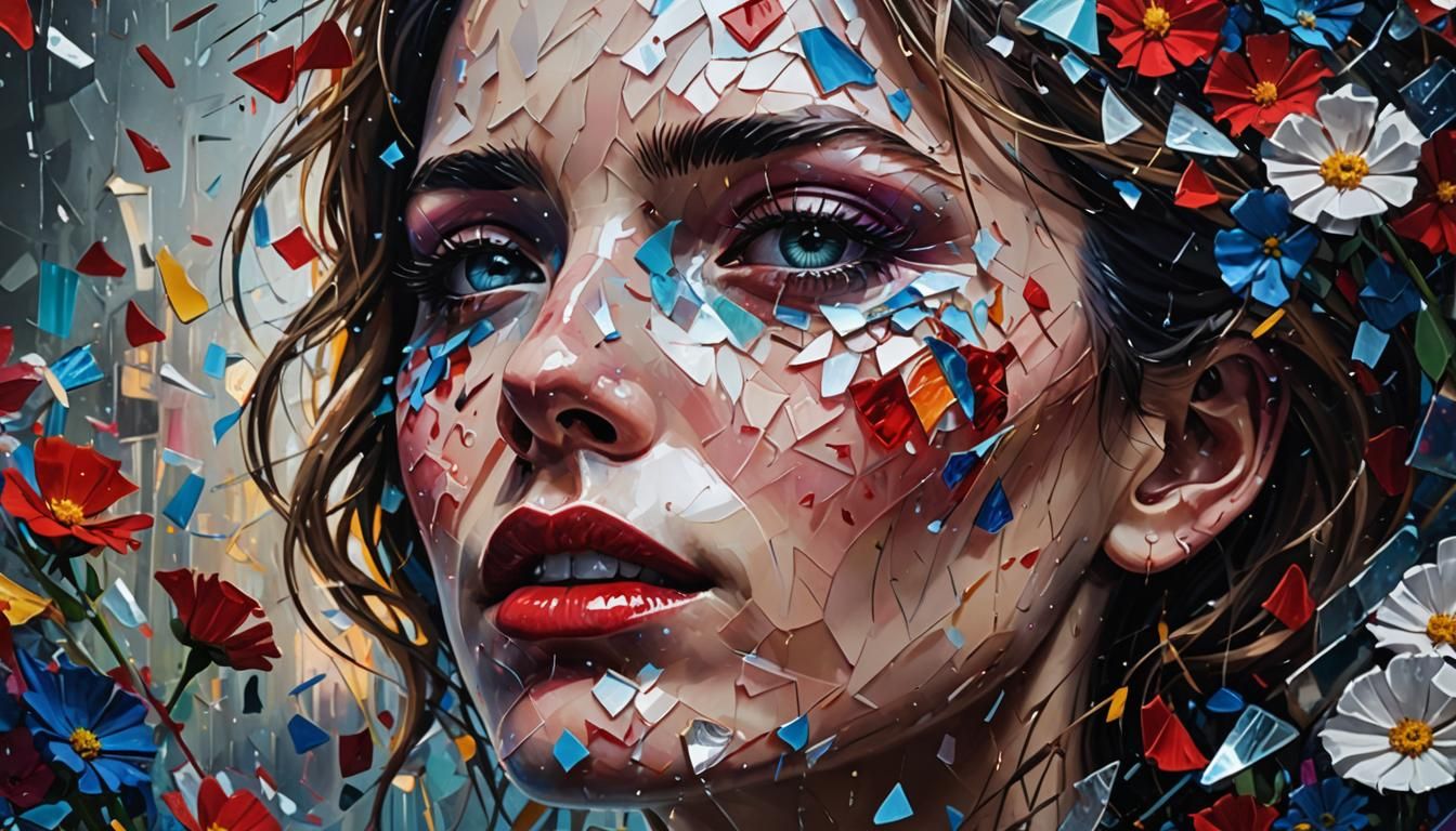 Emotional Expressionism: Woman's Face with Tears