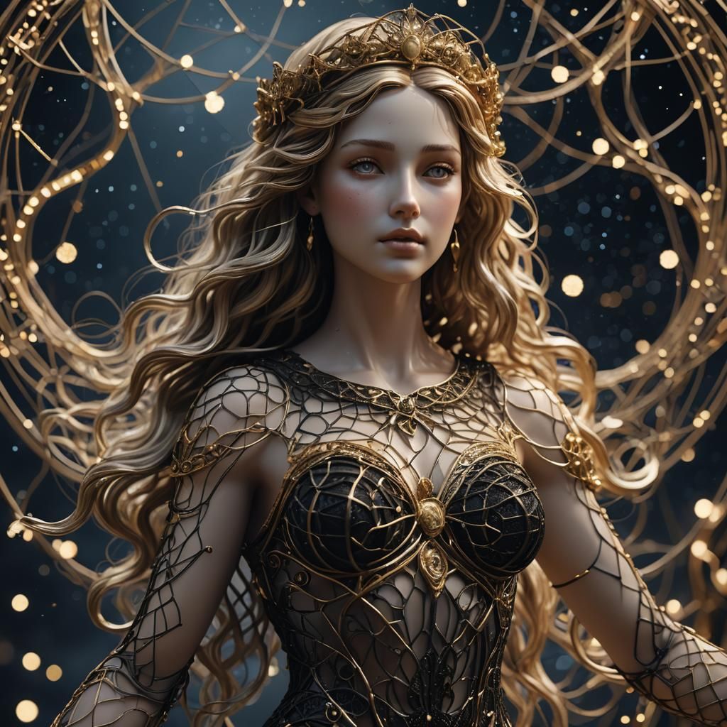 Aphrodite Digital Sculpture in Starry Night Scene