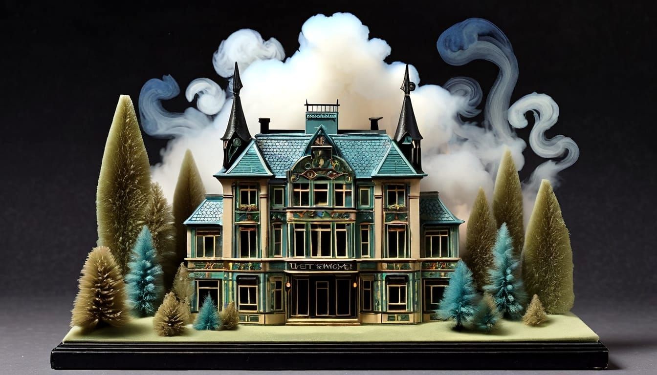 Velvet Smoke Diorama in Art Nouveau Style