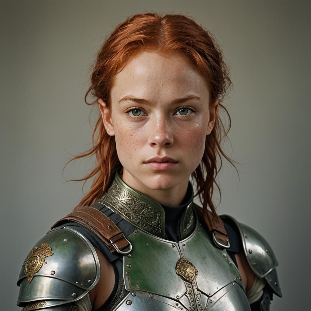 Androgynous Redhead Warrior in Fantasy Armor Portrait