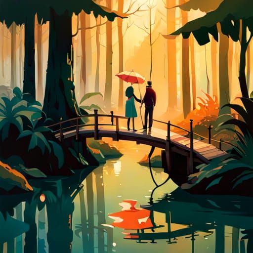 Detailed Water Reflections Photography in Oil Painting Style