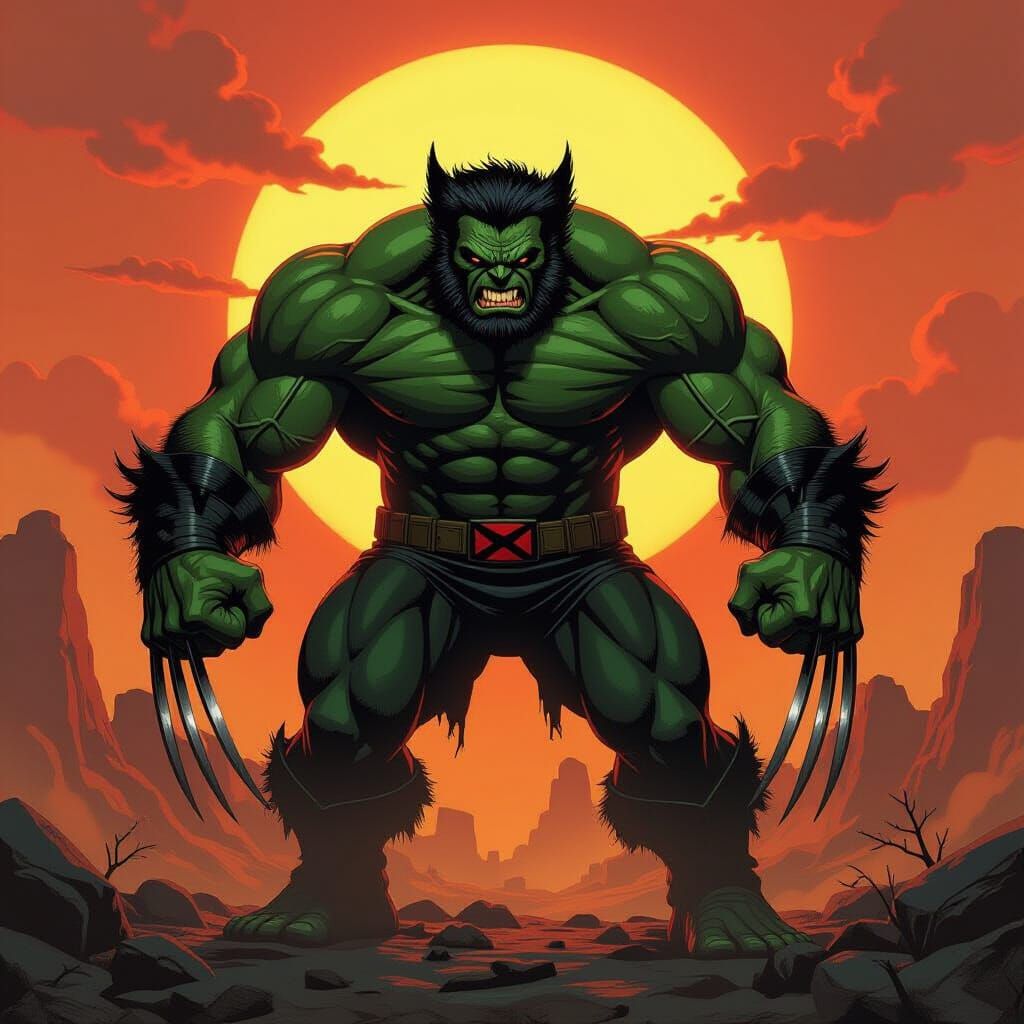 Hulking Wolverine-Hulk Hybrid in Epic Concept Art Style