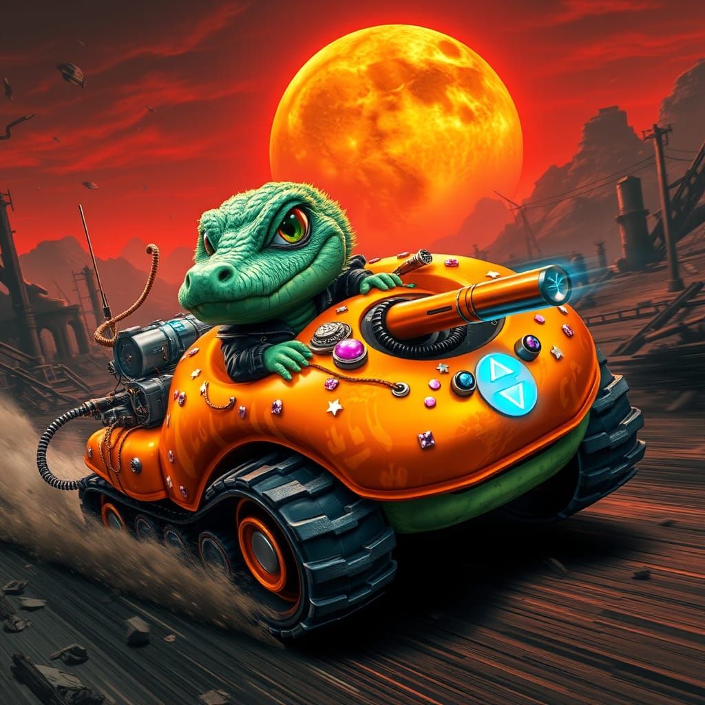 Alligator Alien Races Donut Tank in Wasteland