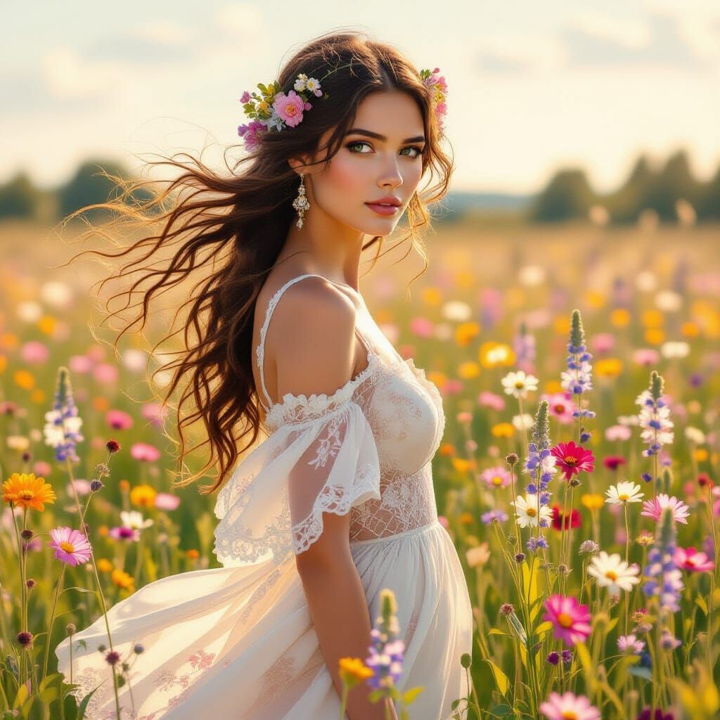 Floral Woman in Art Nouveau Style