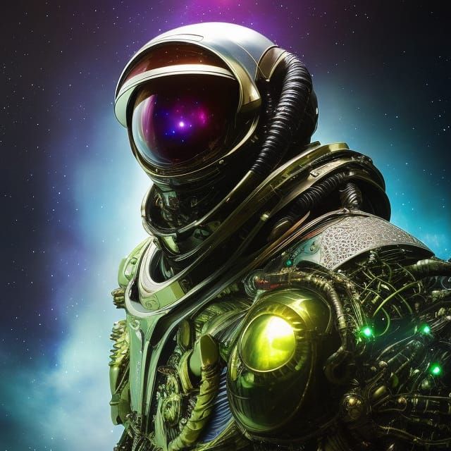 Alien in Spacesuit in a Macabre Galaxy