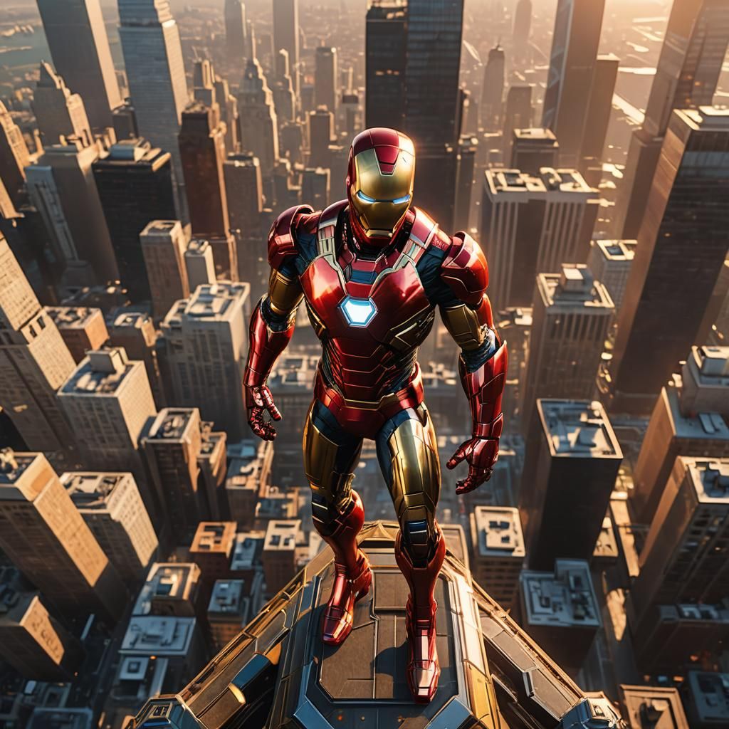 Iron Man as Spider-Man in 3D Game Cinematic Style