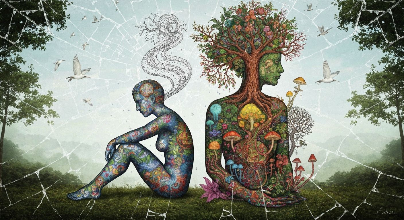 Surreal Mindscape: Fantasy Plant Kingdom in Mixed Media