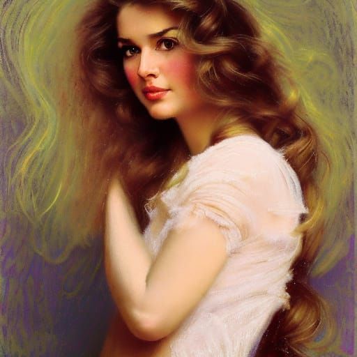 Beautiful Woman Portrait in Pastel Colors