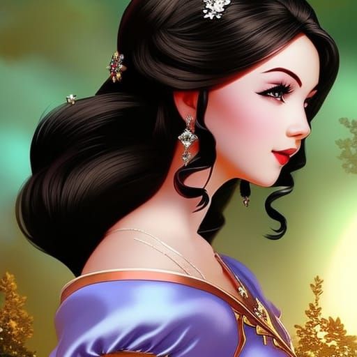 Hyperrealistic Princess Snow White Splash Art