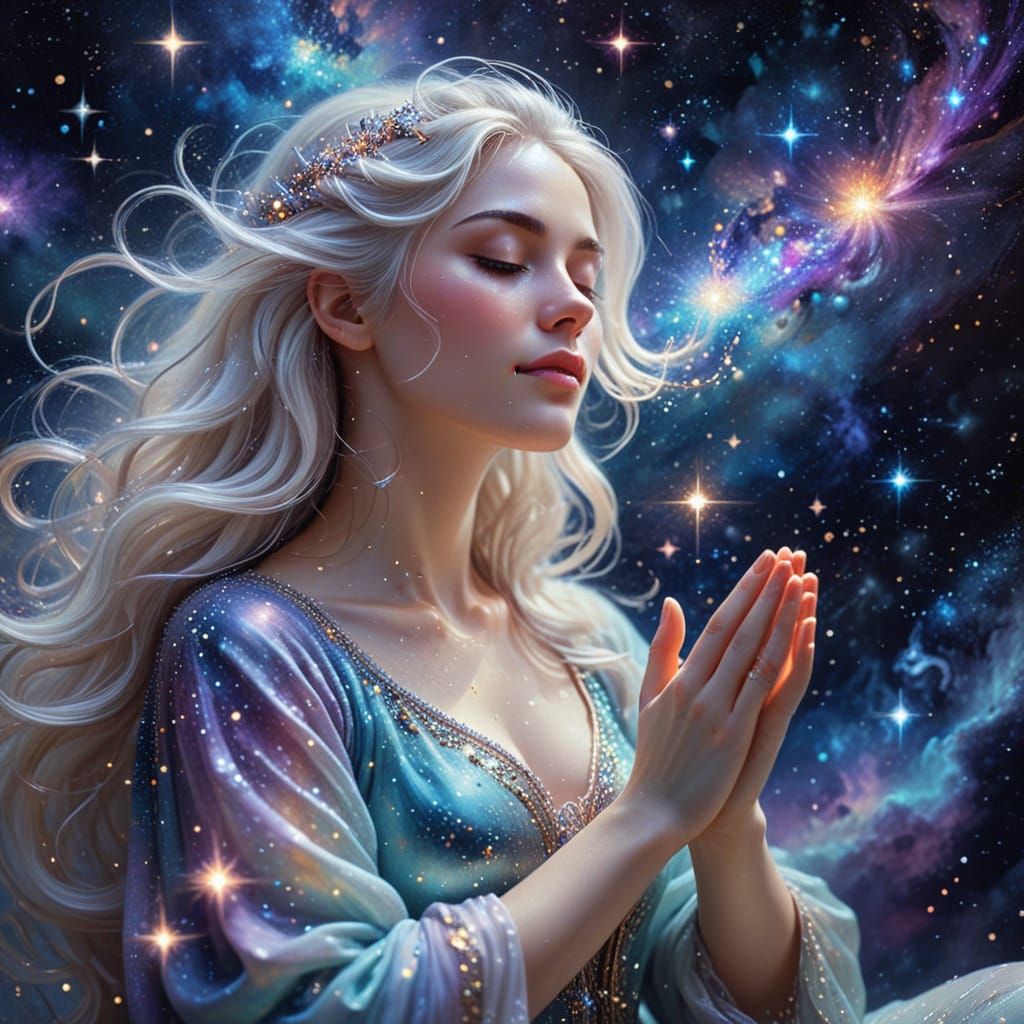 Ethereal Goddess Among Celestial Harmonies