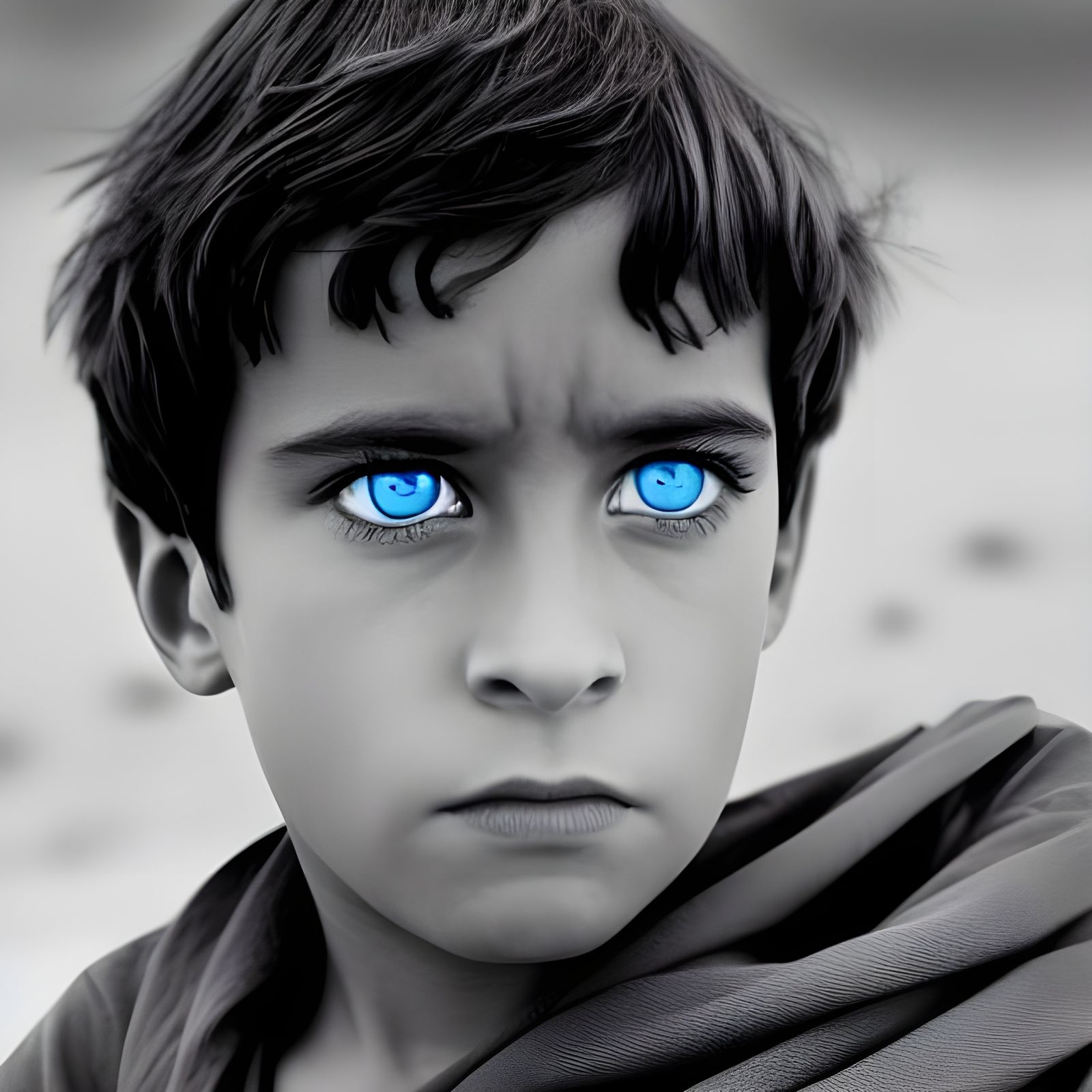 Dune: Boy with Brilliant Blue Eyes in Desert