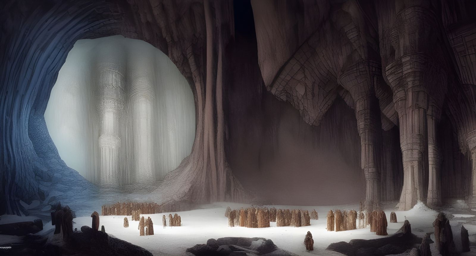 Antarctic Temple Under Starry Sky, Sci-Fi Style