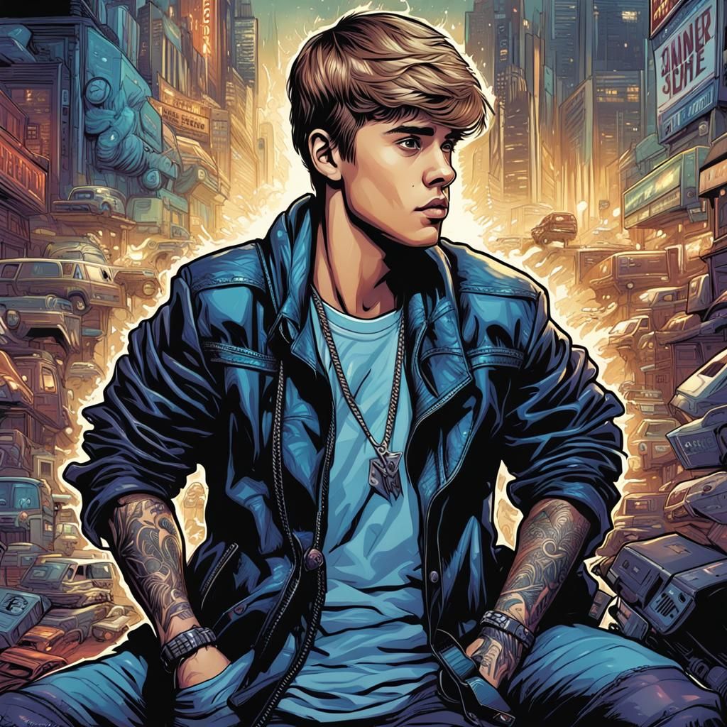 Justin Bieber in Comic Book Art Style