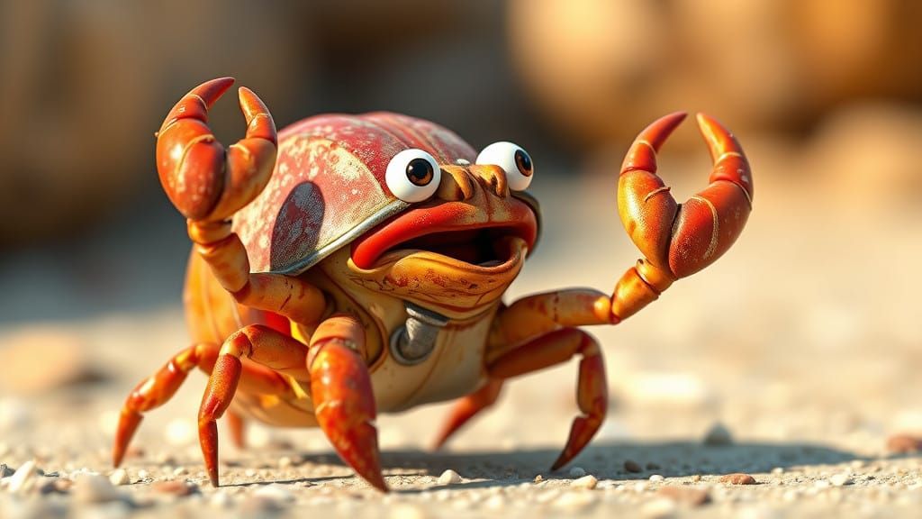 Vibrant Hermit Crab in Rusty Soda Can Shell