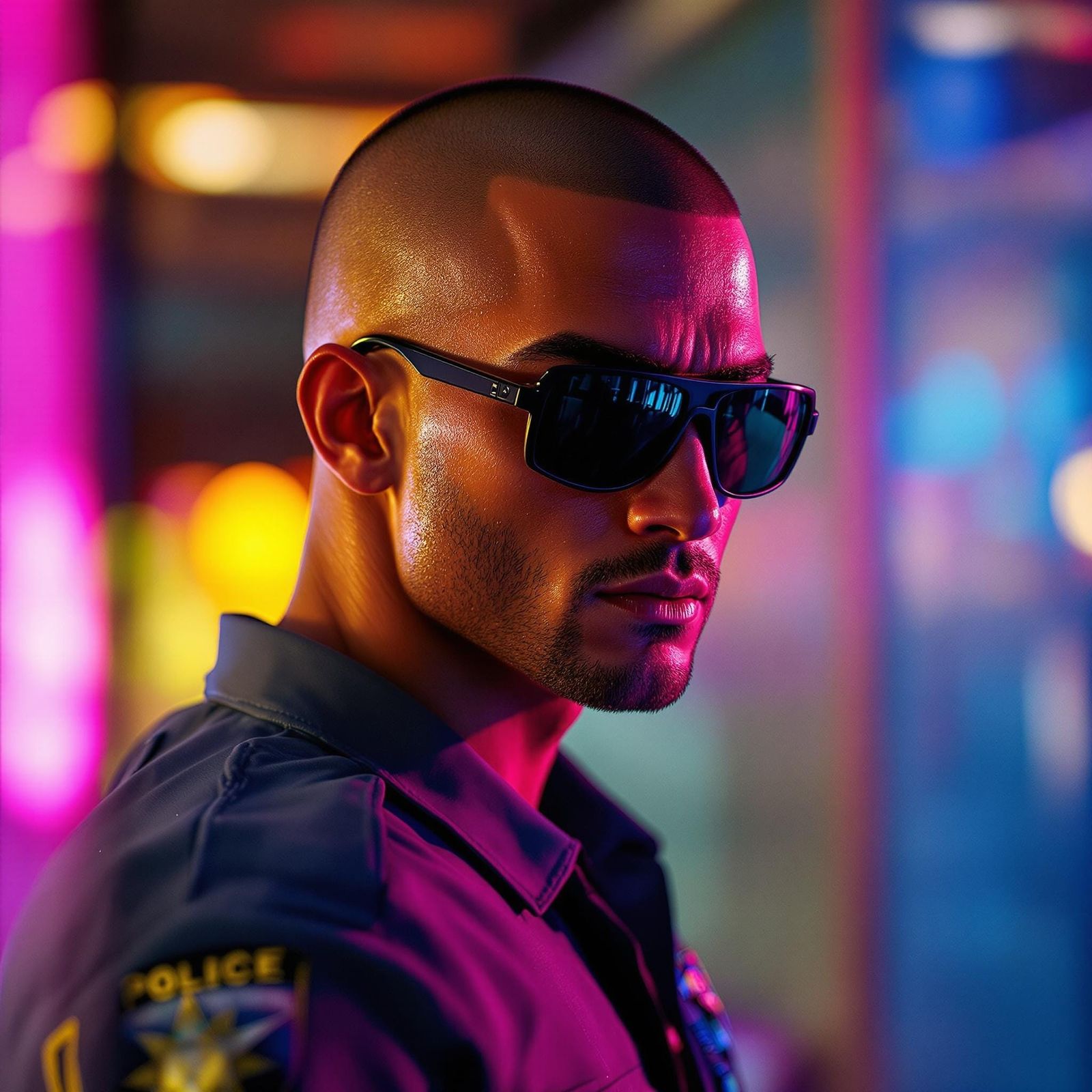 Handsome Asian Athlete as Police Officer in Florida