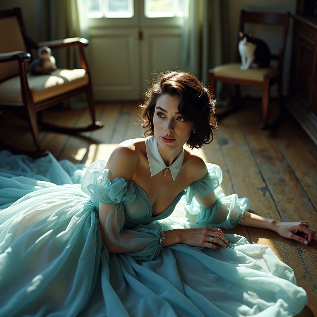 Actress in Floral Gown: Impressionistic 16mm Film Aesthetic