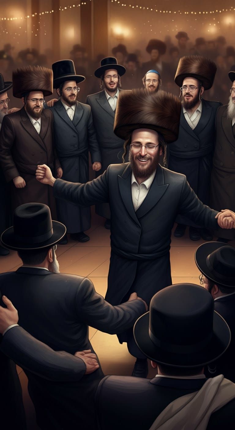 Hasidic Wedding Dance: Digital Comic Illustration