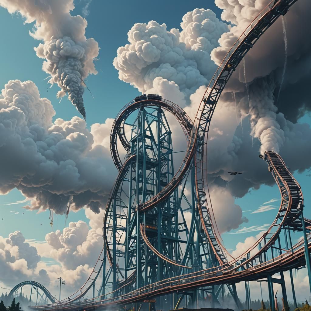 Futuristic Roller Coaster Concept Design in Clouds