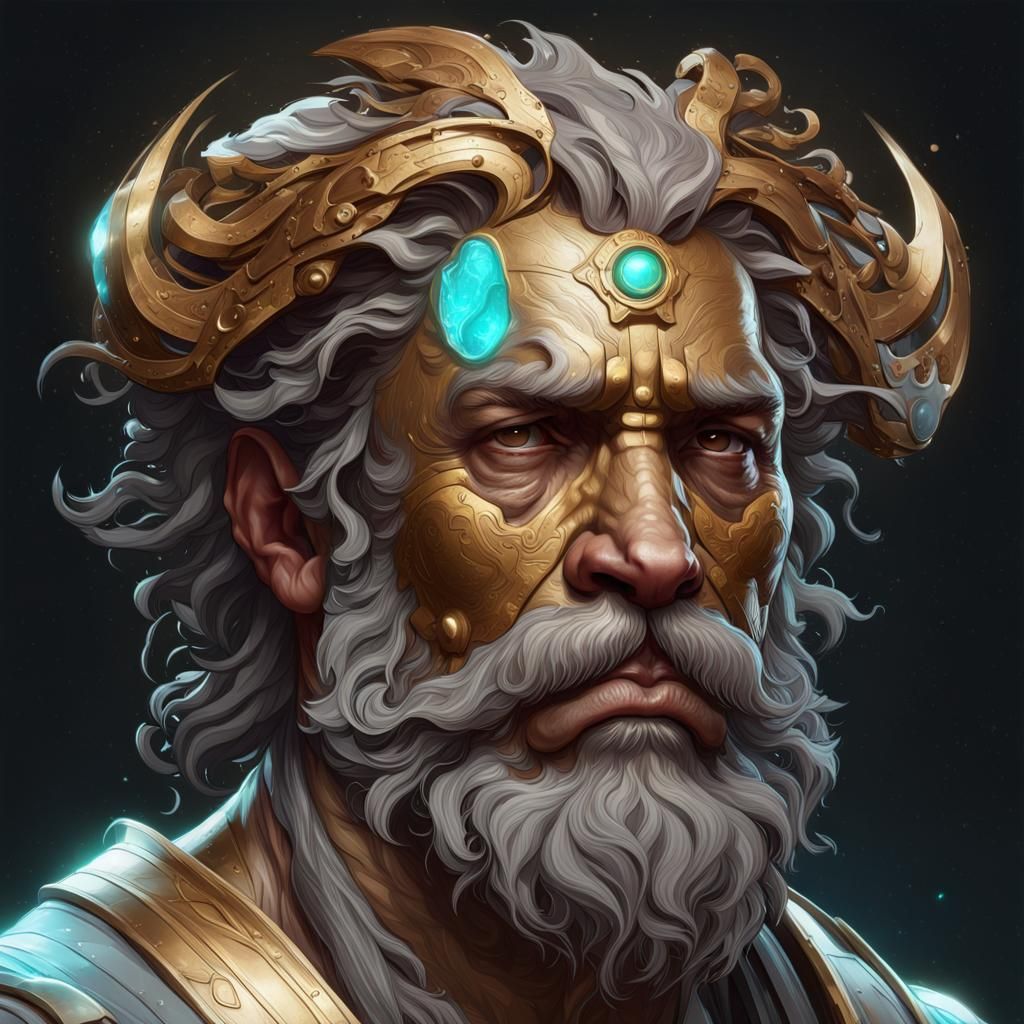 Detailed Portrait of Pluto in Art Nouveau Style