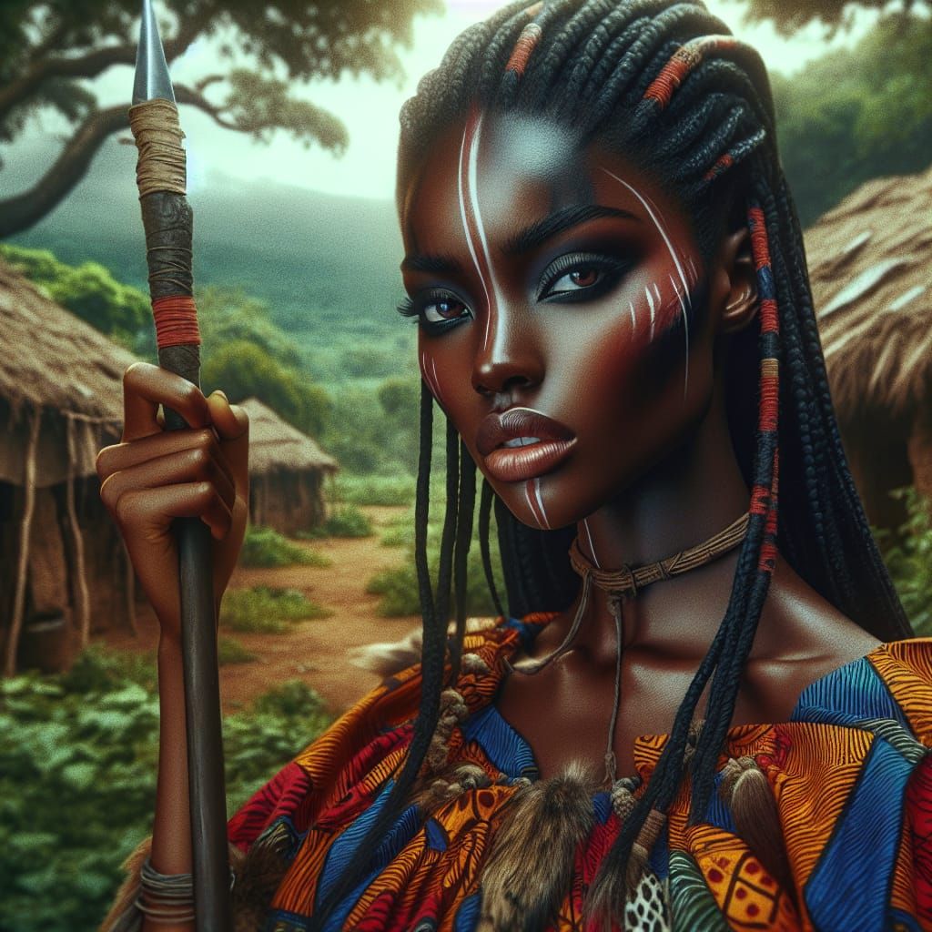 Kuanja, Angolan Goddess of the Hunt, Digital Matte Painting