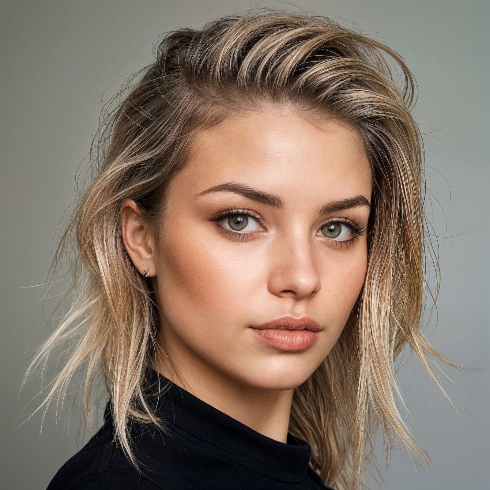 Woman with Multicolored Tattoo and Unique Hairdo