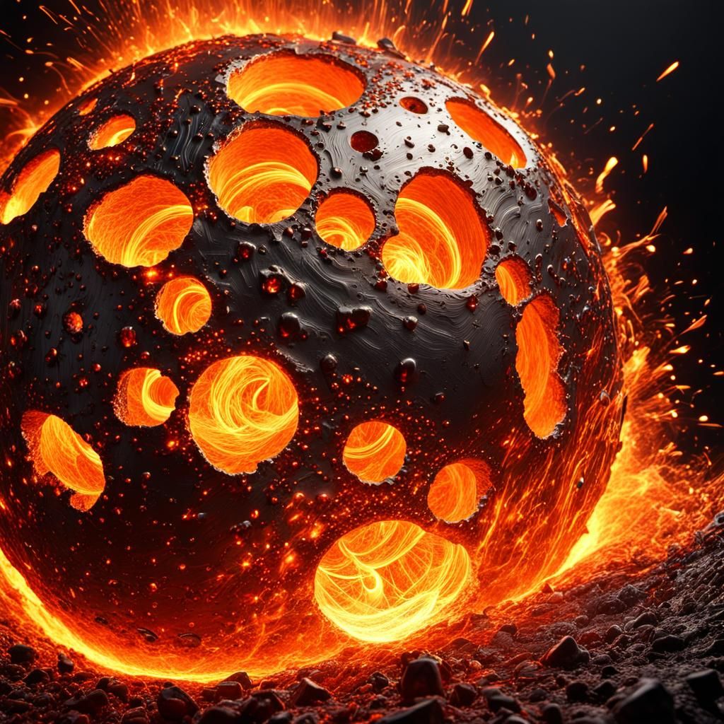 Dramatic Cosmic Portrait of Molten Metal and Sparks