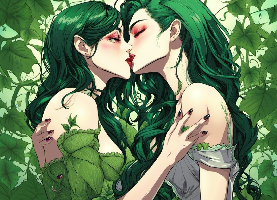 Anime Kiss: Moonshine and Poison Ivy in Manga Style