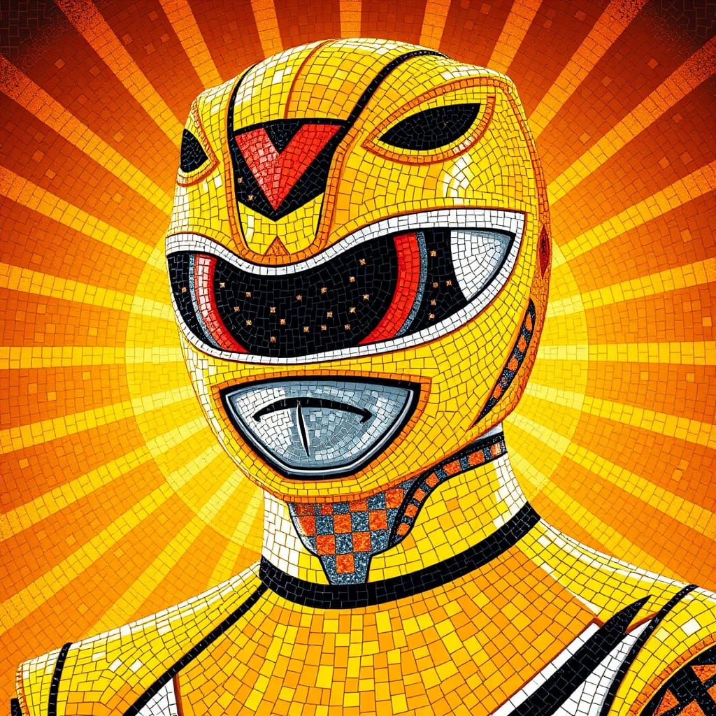 Power Ranger Yellow spirit of the Yellow Panther Mosaic Art