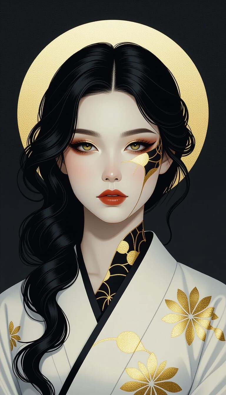 Kintsugi Model Portrait in Hyperrealistic Style
