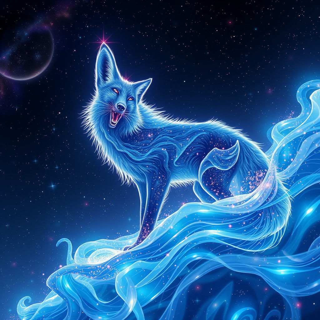 Sapphire Ocean Fox in Astral Cosmic Style
