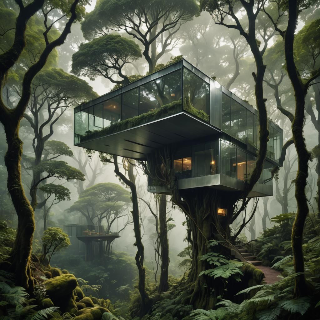 Futuristic Retreat House in Mystical Forest