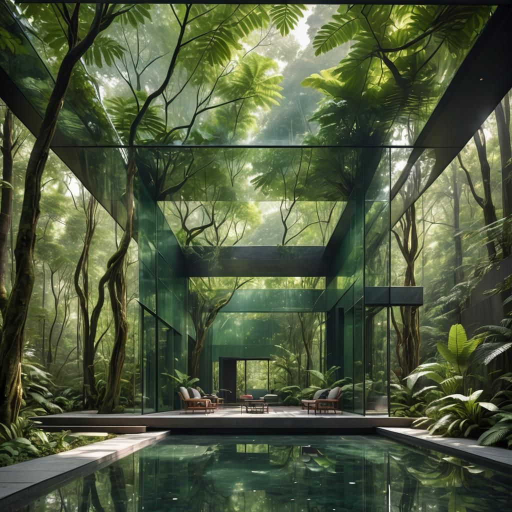 Emerald Forest Retreat House in Photorealistic Detail