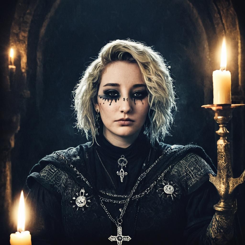 Mysterious Woman in Dark Renaissance Attire