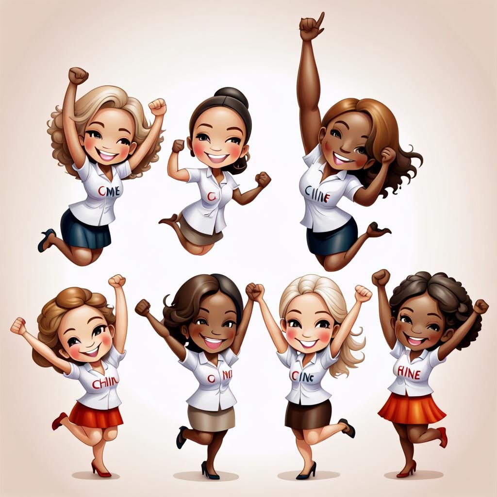 Empowerment: Airbrush Chibi Illustration of Diverse Women